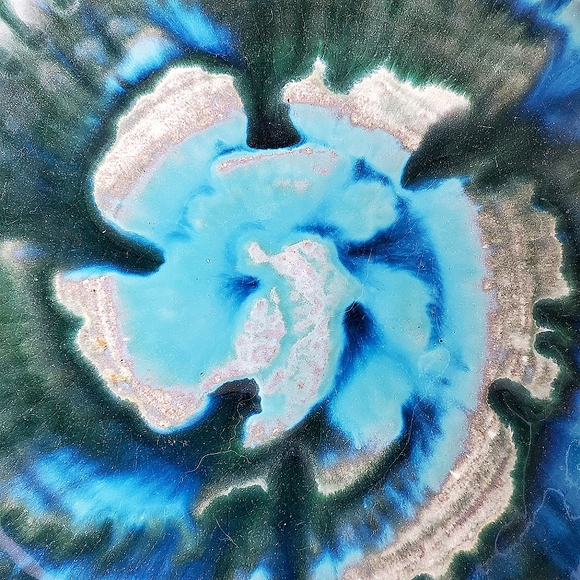 Large Mid Century Teal Glazed Studio Art Pottery Bowl, Signed - Picture 15 of 16